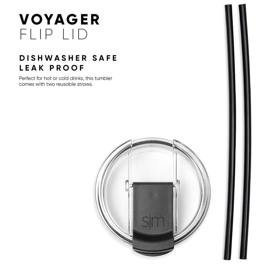 voyager-tumbler med genomskinligt lock och sugrör