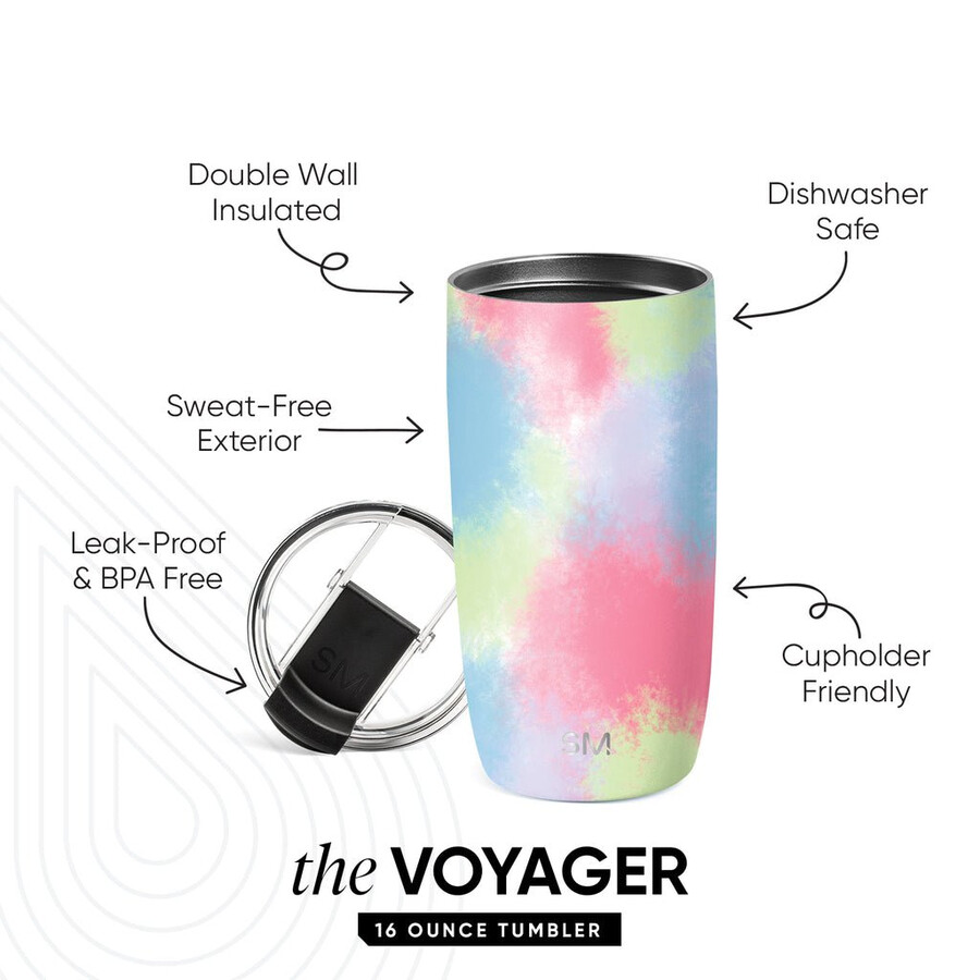 voyager-tumbler med genomskinligt lock och sugrör